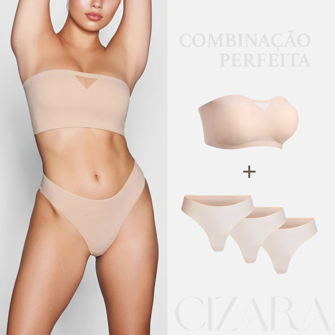 Kit Sutiã Flex + Calcinhas Low (sem costuras)